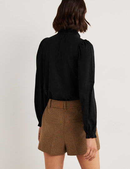 Embroidered Woven Mix Top-Black-3