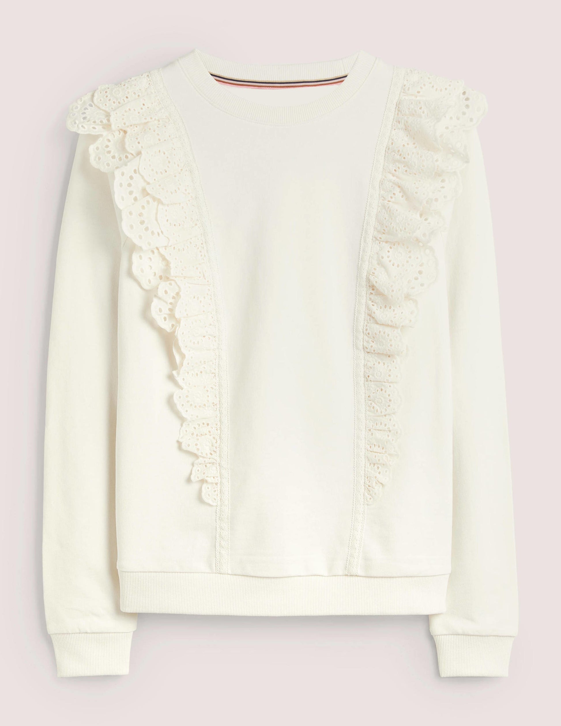 Broderie Insert Sweatshirt-Ivory-5