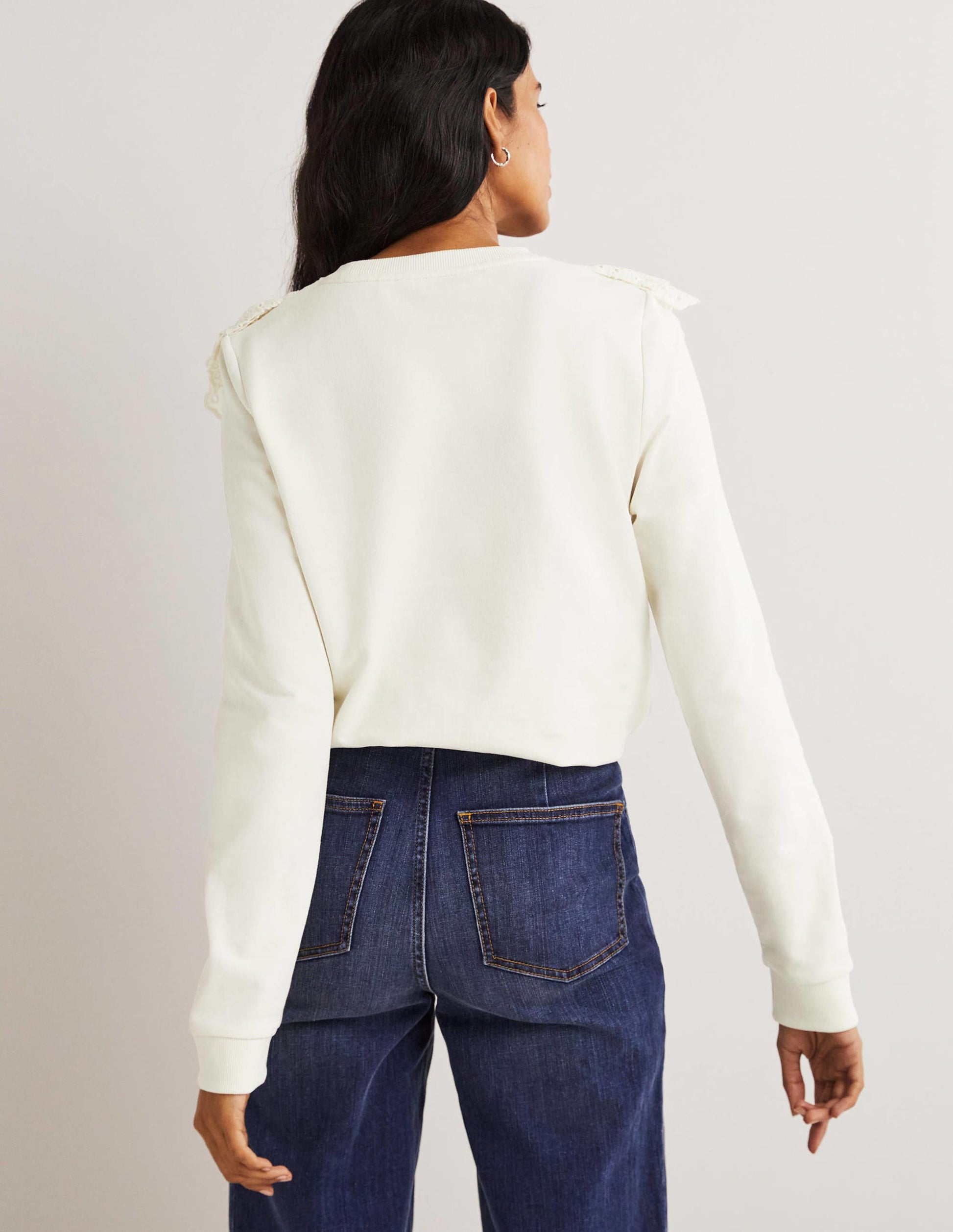 Broderie Insert Sweatshirt-Ivory-3