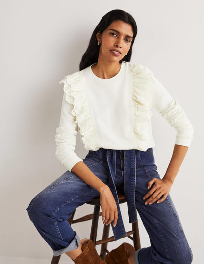 Broderie Insert Sweatshirt-Ivory-4