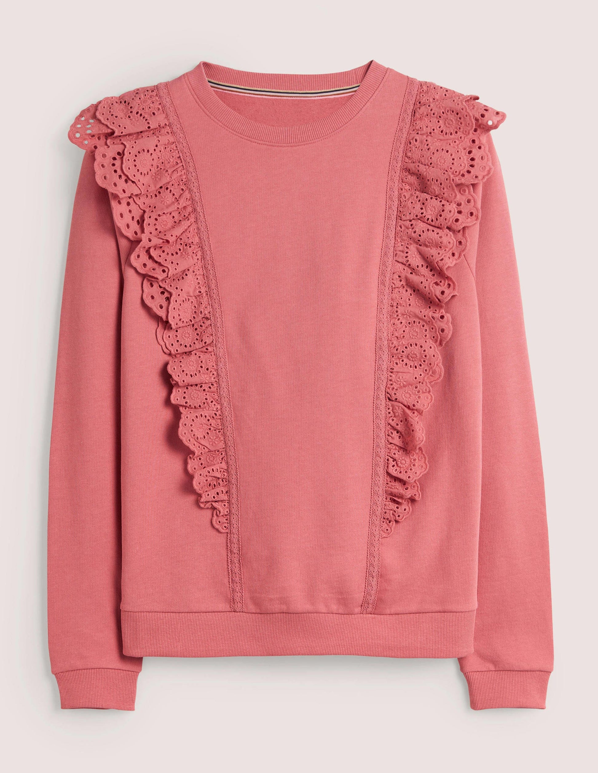 Broderie Insert Sweatshirt-Dusty Red-5