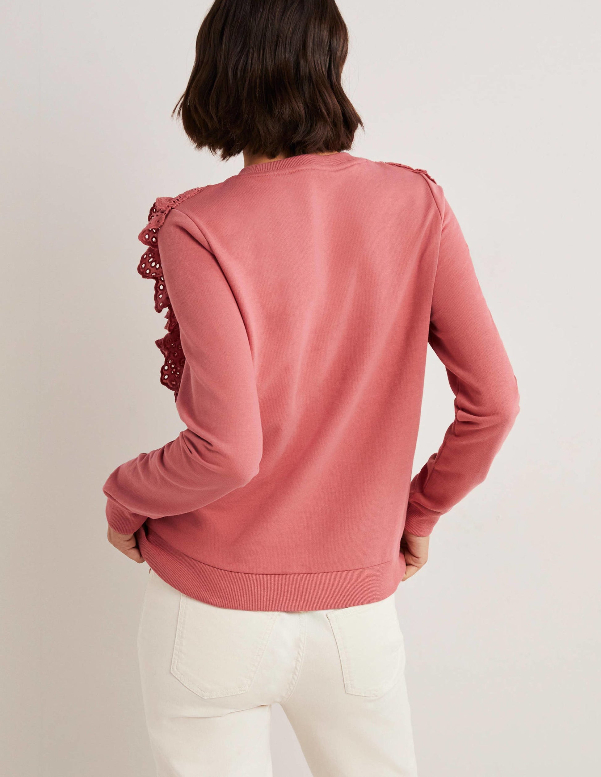 Broderie Insert Sweatshirt-Dusty Red-3