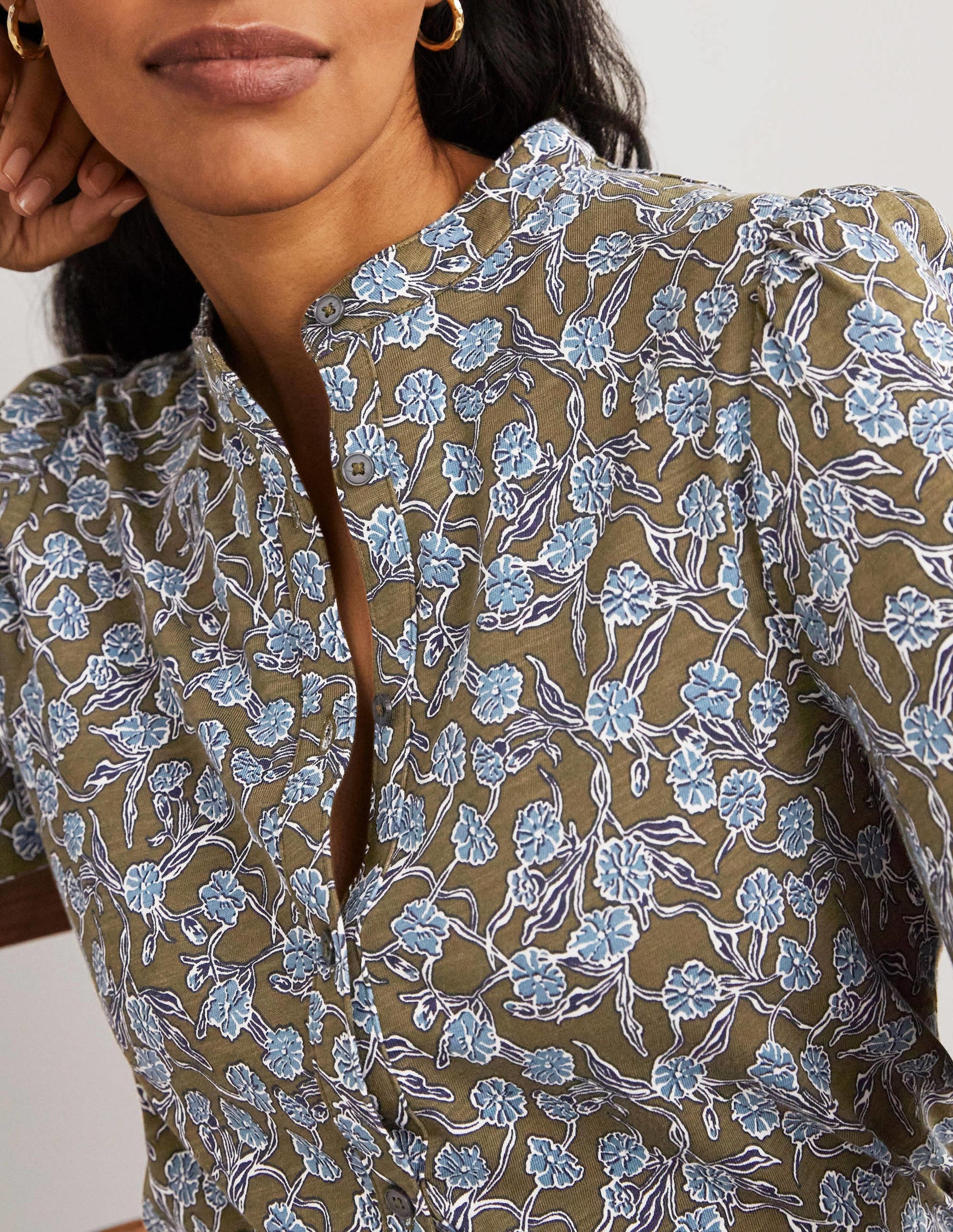 Deep Sleeve Jersey Shirt-Basil, Petal Vine-2