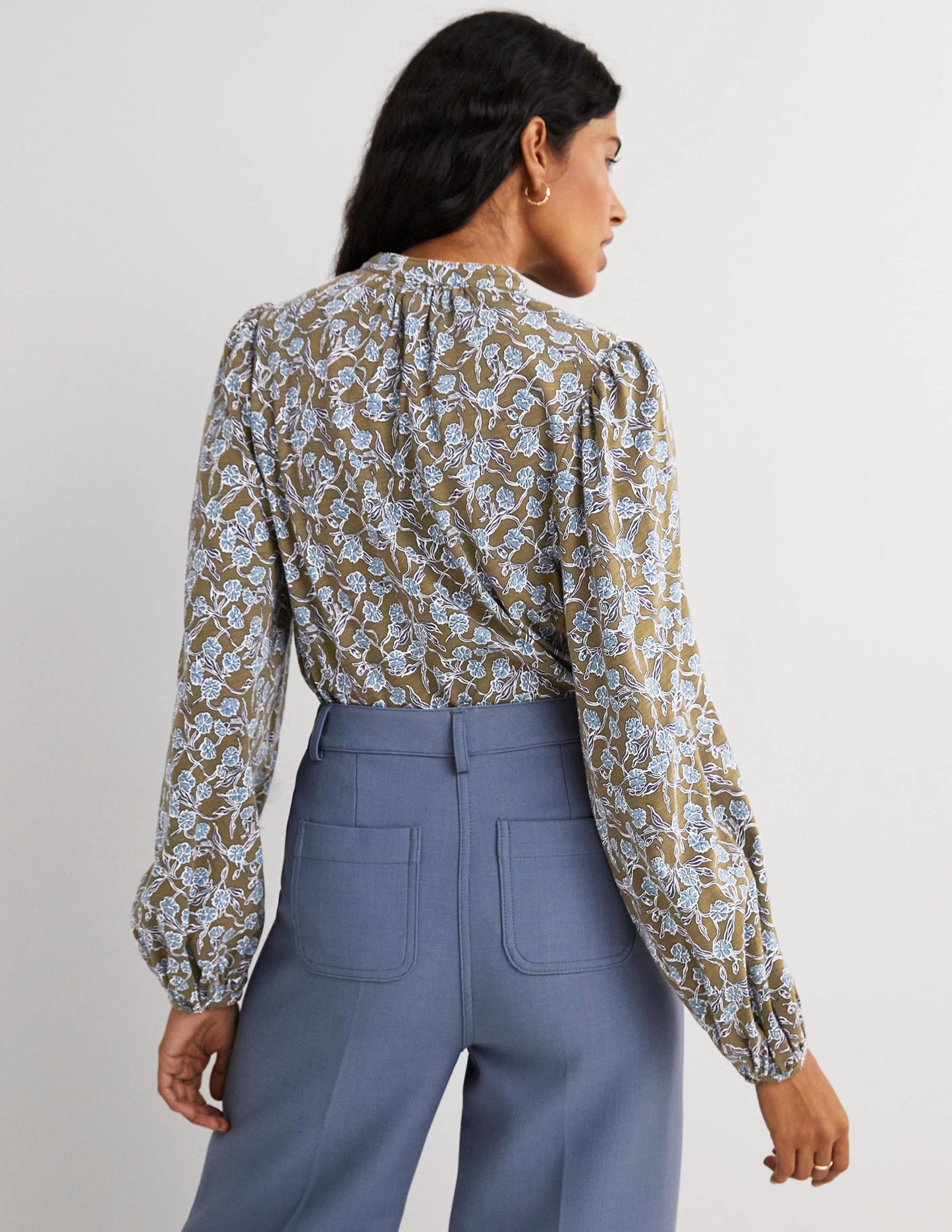 Deep Sleeve Jersey Shirt-Basil, Petal Vine