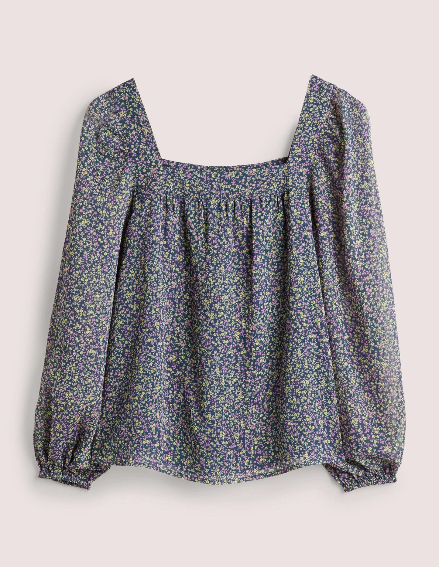 Square Neck Printed Top-Seaweed, Wild Vine