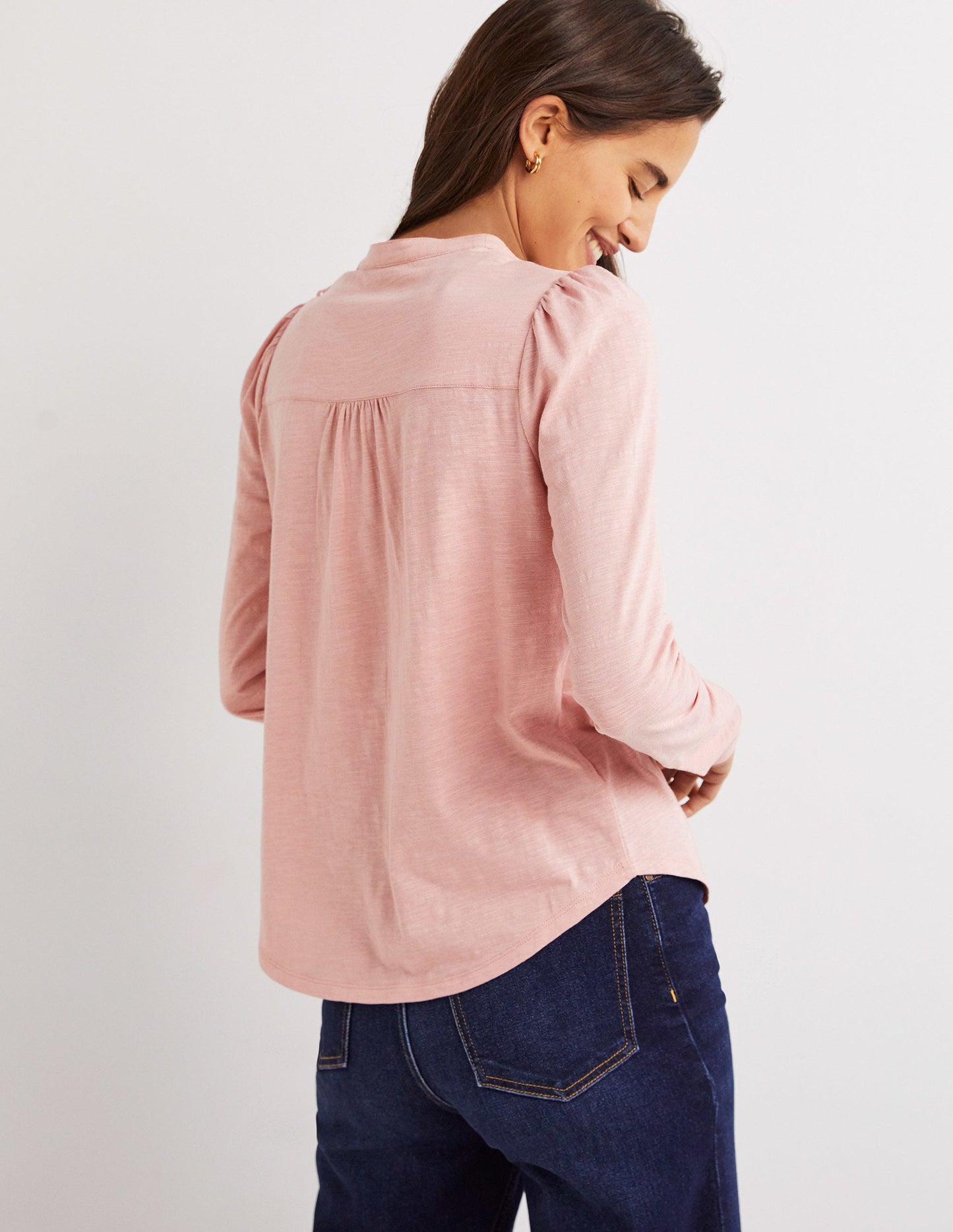Broderie Ruffle Jersey Top-Milkshake Pink
