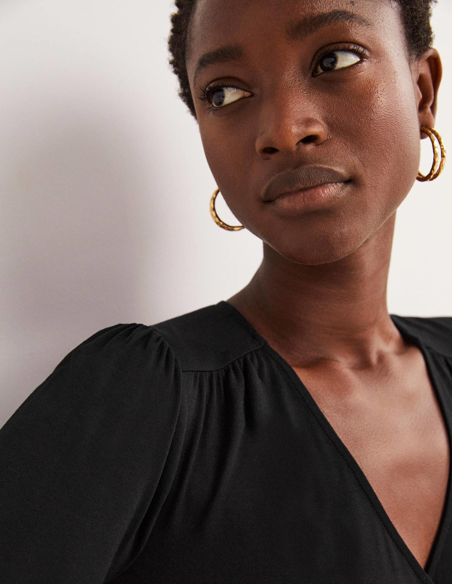 Blouson Wrap Top-Black