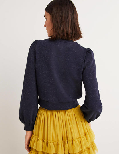 Cropped Sparkle Sweatshirt-Navy, Sparkle-2