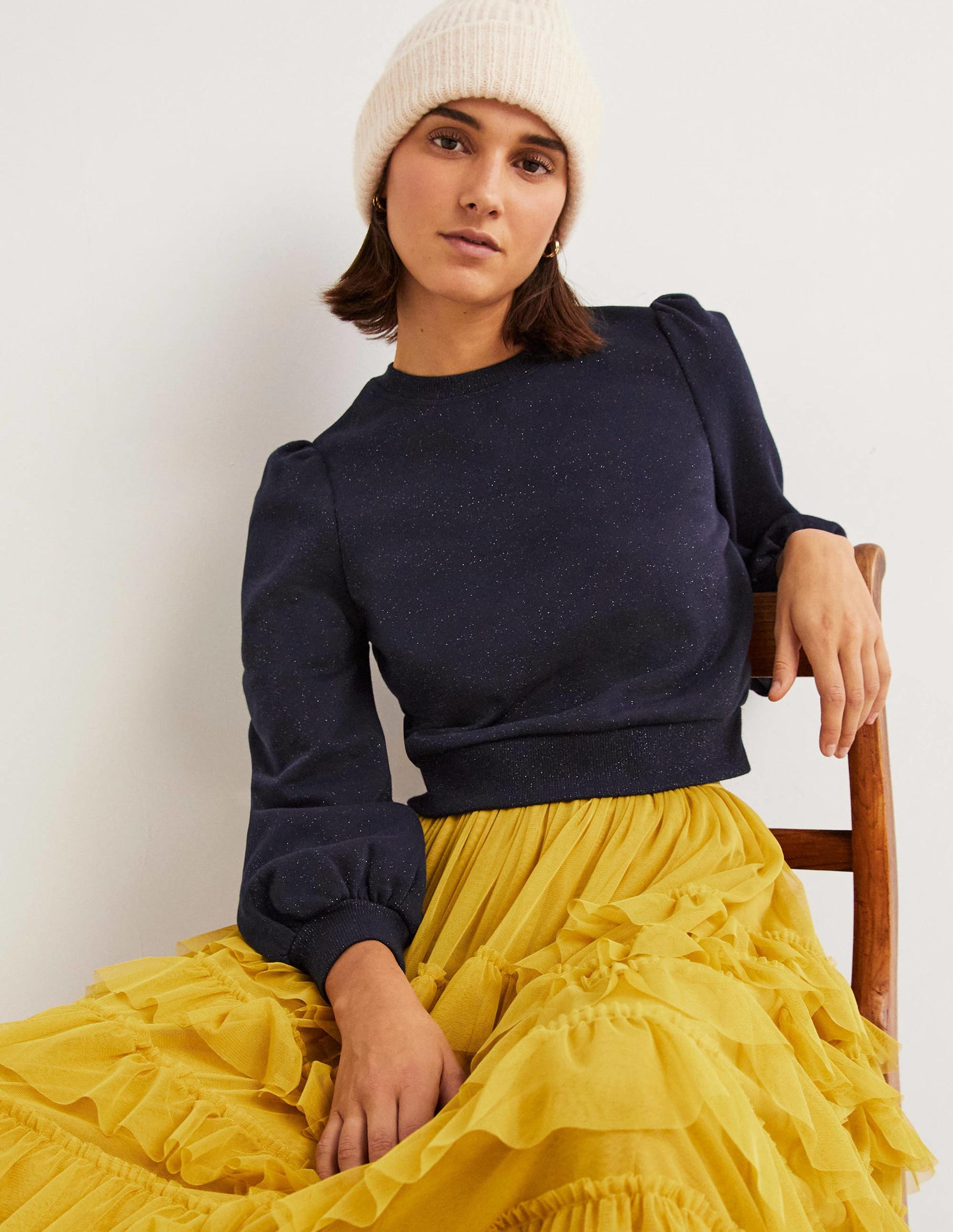 Cropped Sparkle Sweatshirt-Navy, Sparkle-3