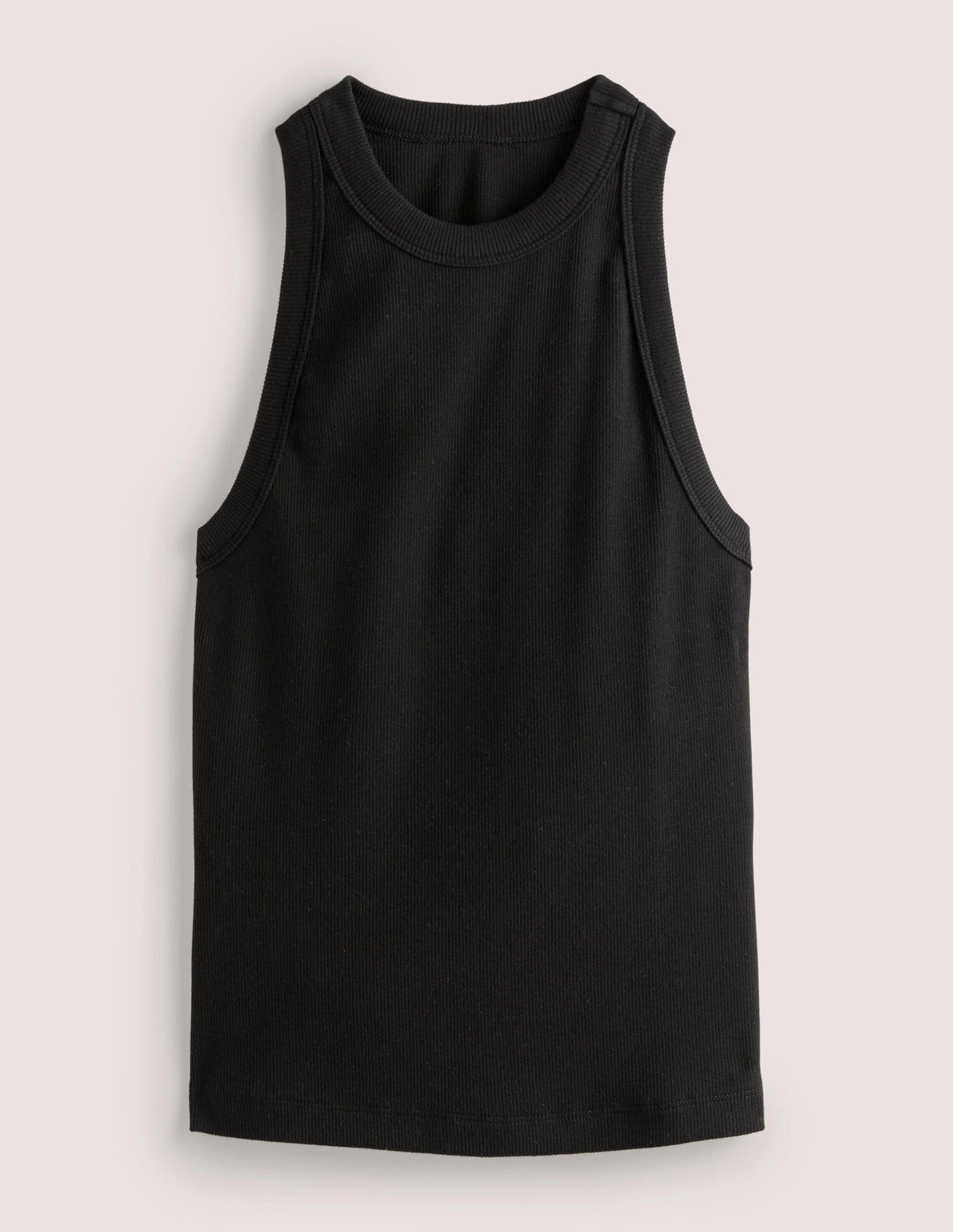 Cotton Ribbed Vest-Black-5