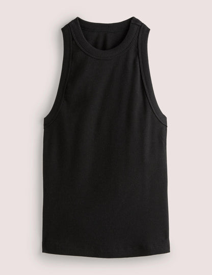 Cotton Ribbed Vest-Black-5