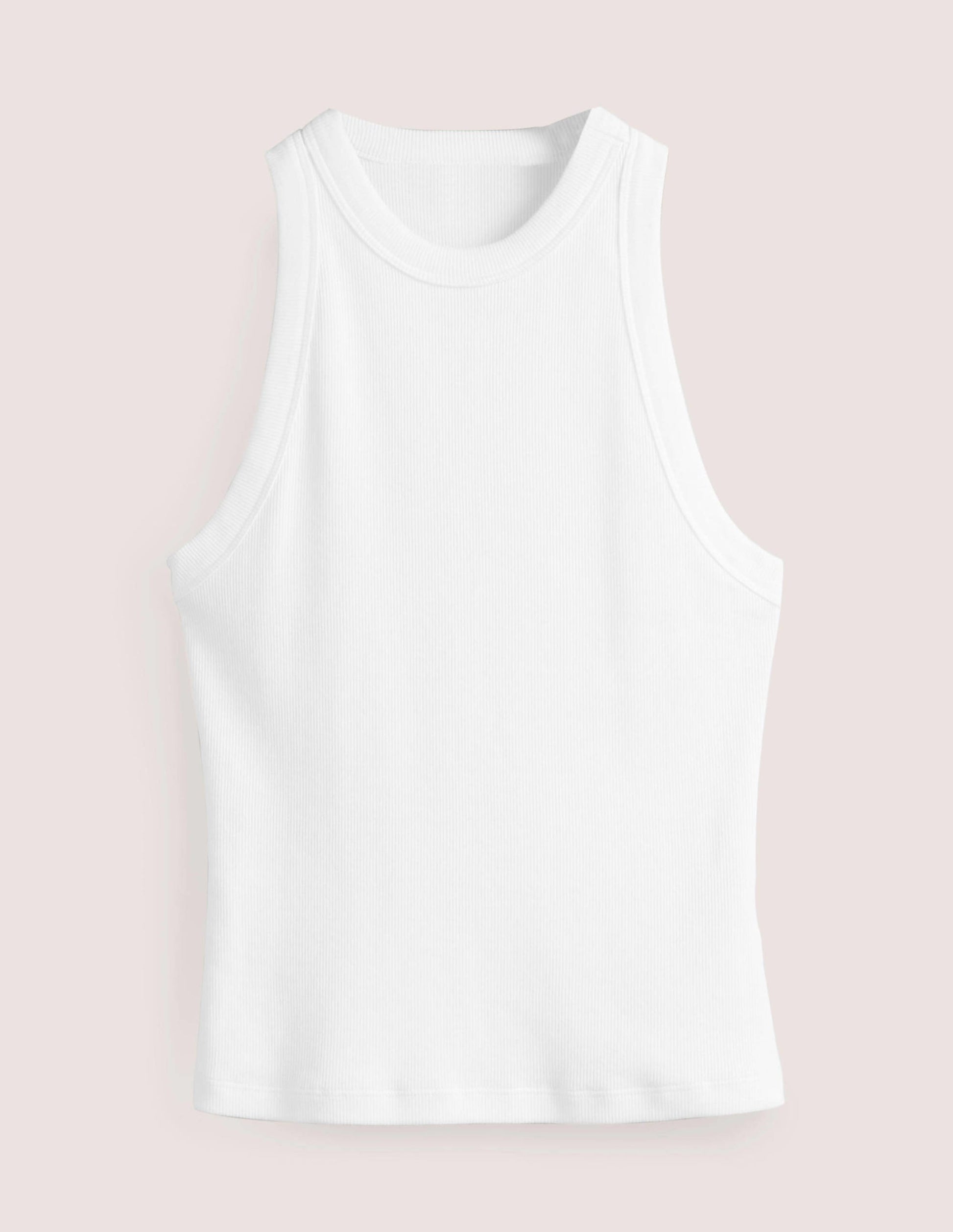 Cotton Ribbed Vest-White-7