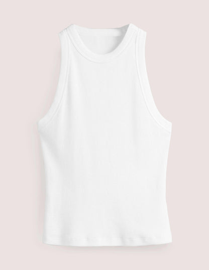 Cotton Ribbed Vest-White-7