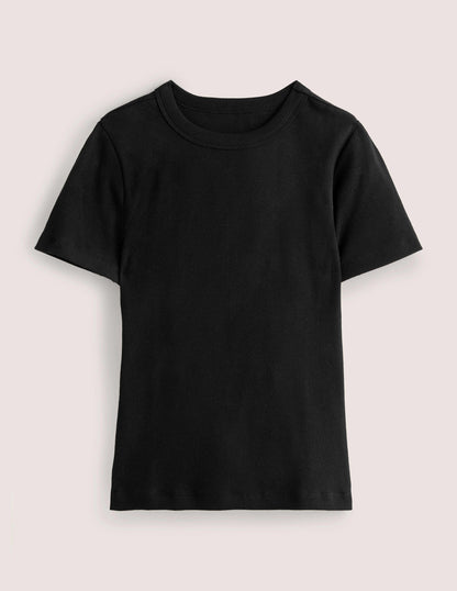 Cotton Ribbed T-Shirt-Black-5