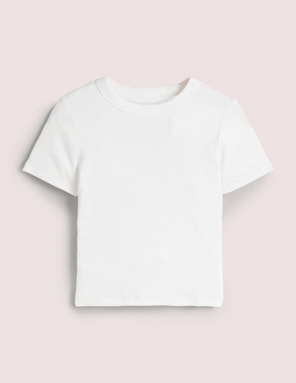 Ribbed Crew Neck T-shirt-White