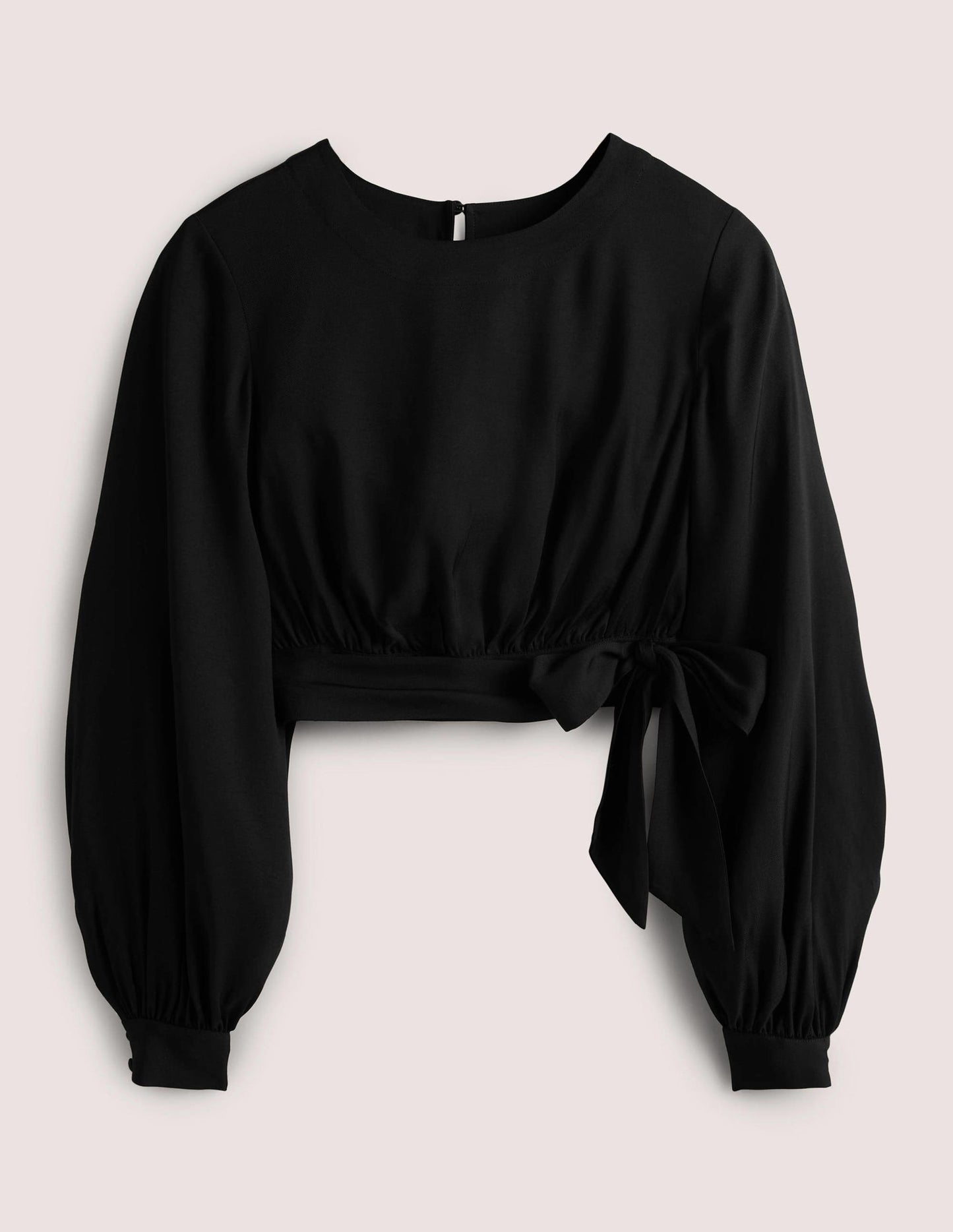 Long Sleeve Crop Top-Black