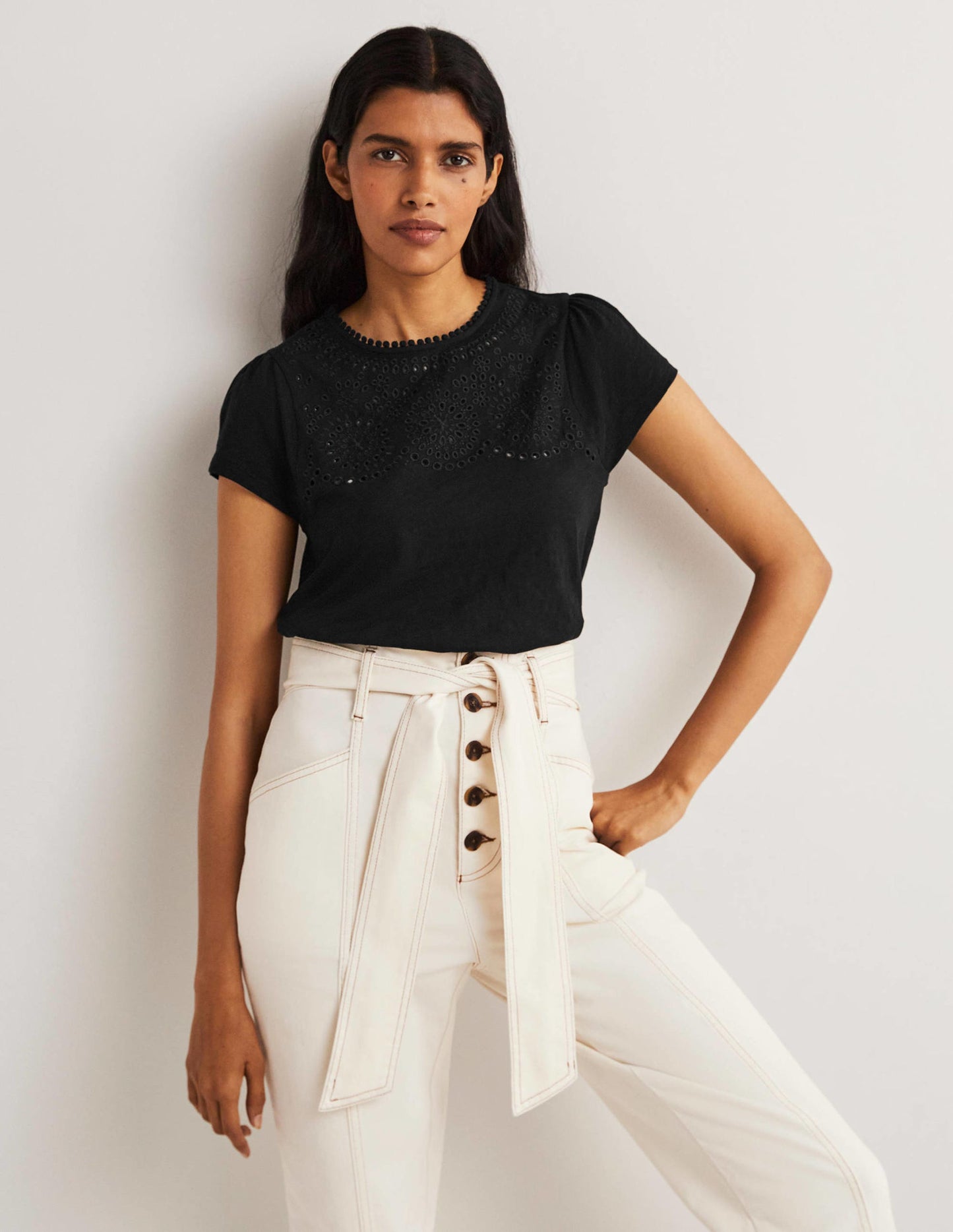 Cutwork Flutter T-Shirt-Black