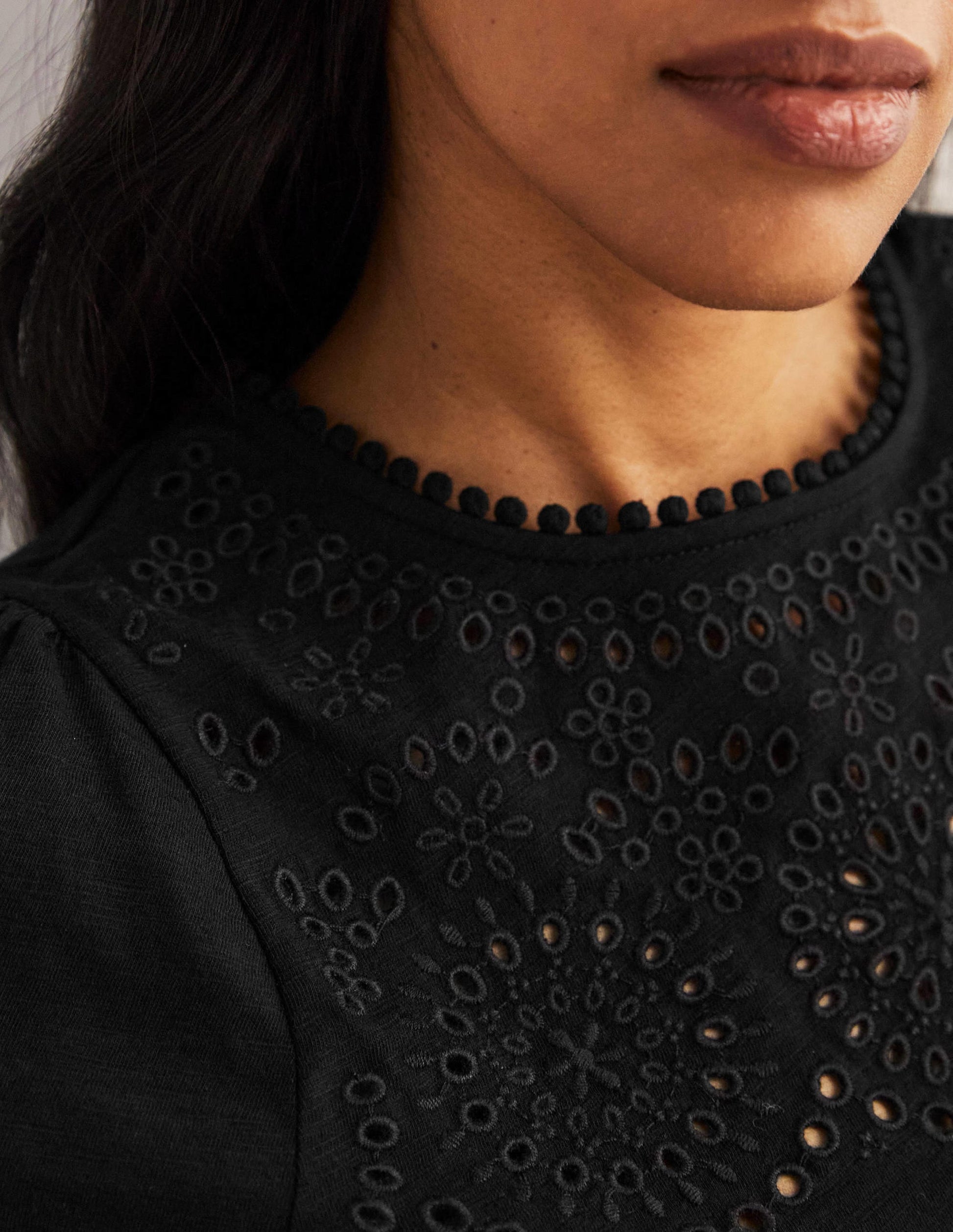 Cutwork Flutter T-Shirt-Black-2