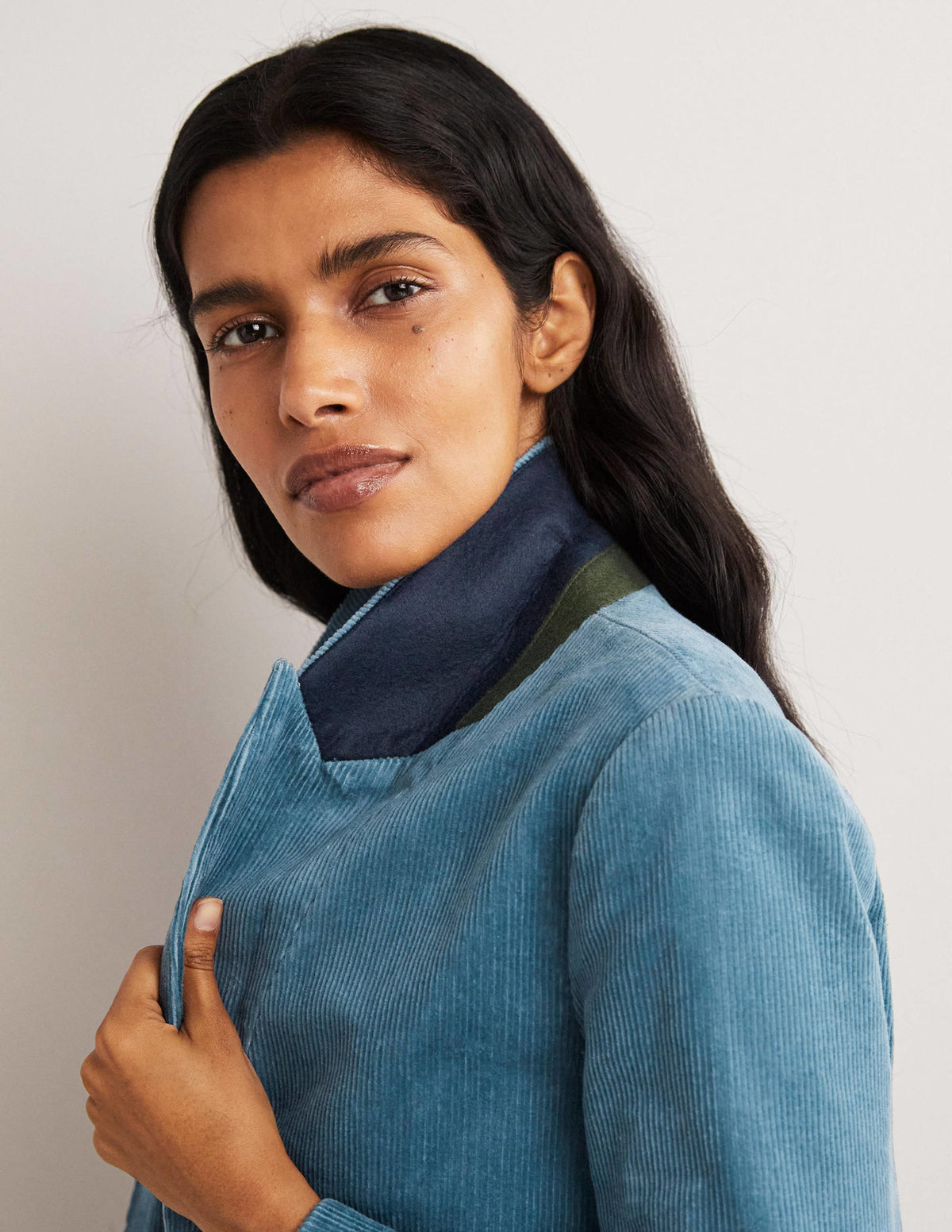 Fitted Corduroy Blazer-Mid Blue - Image 2