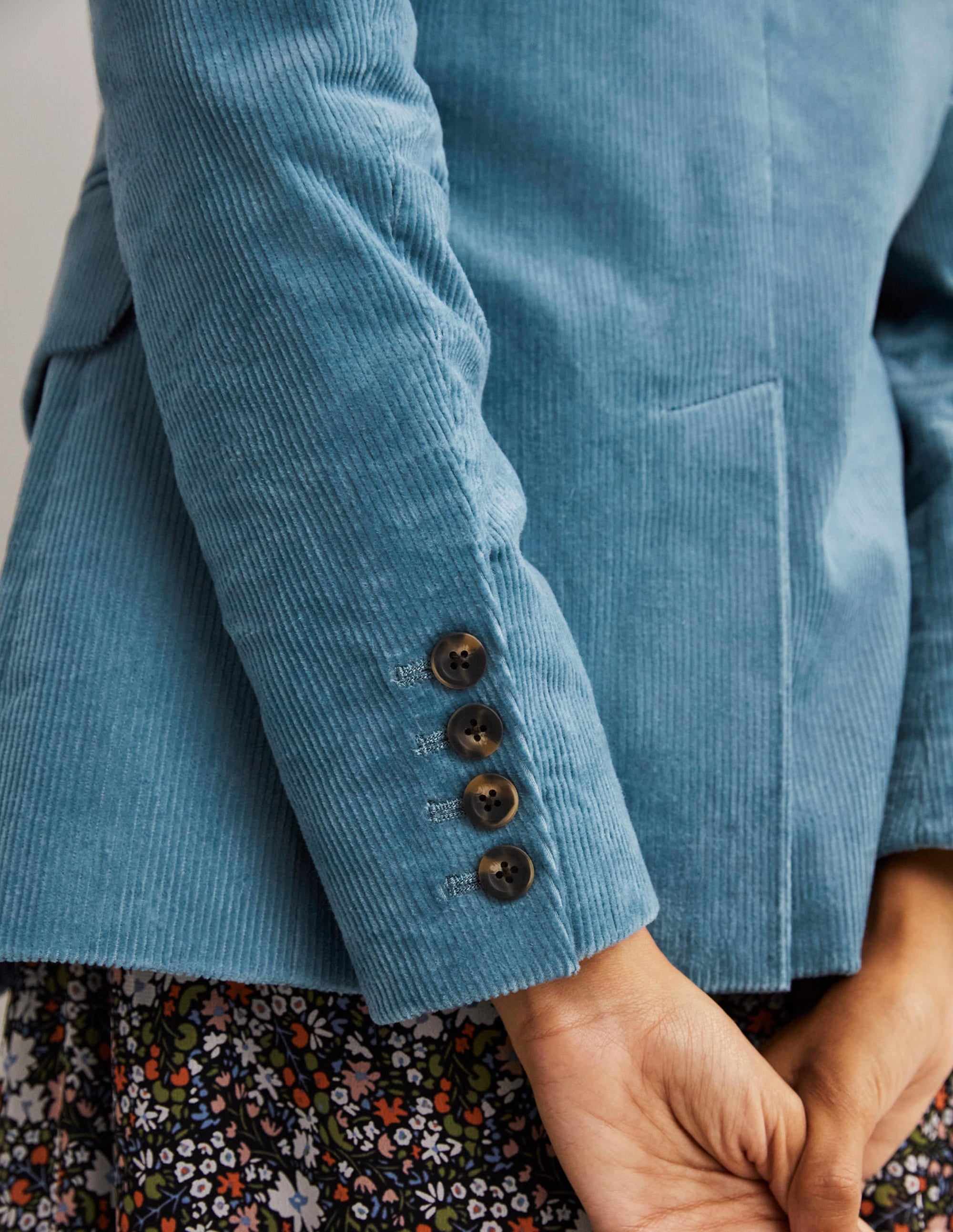 Fitted Corduroy Blazer-Mid Blue - Image 6