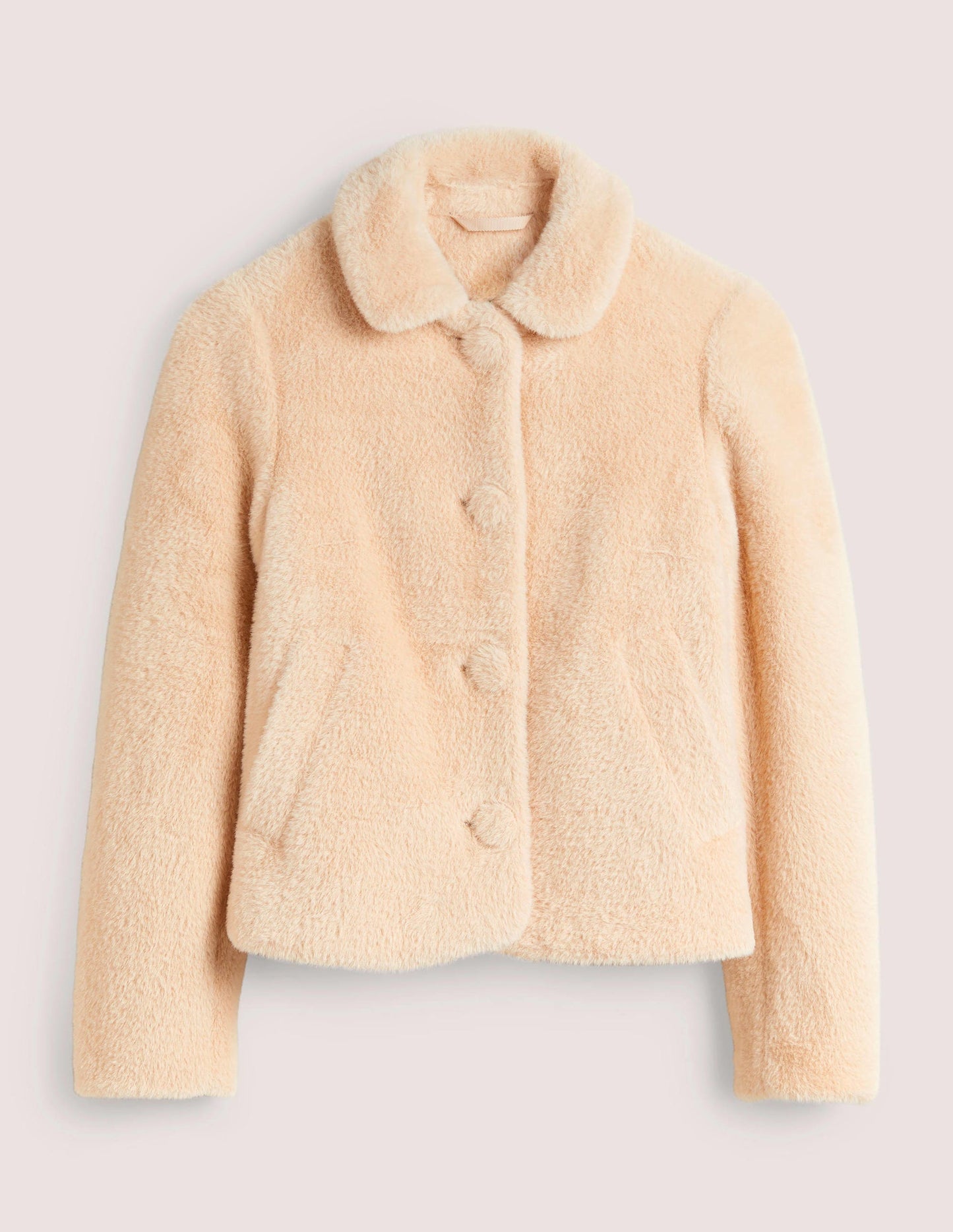 Faux Fur Short Coat-Natural