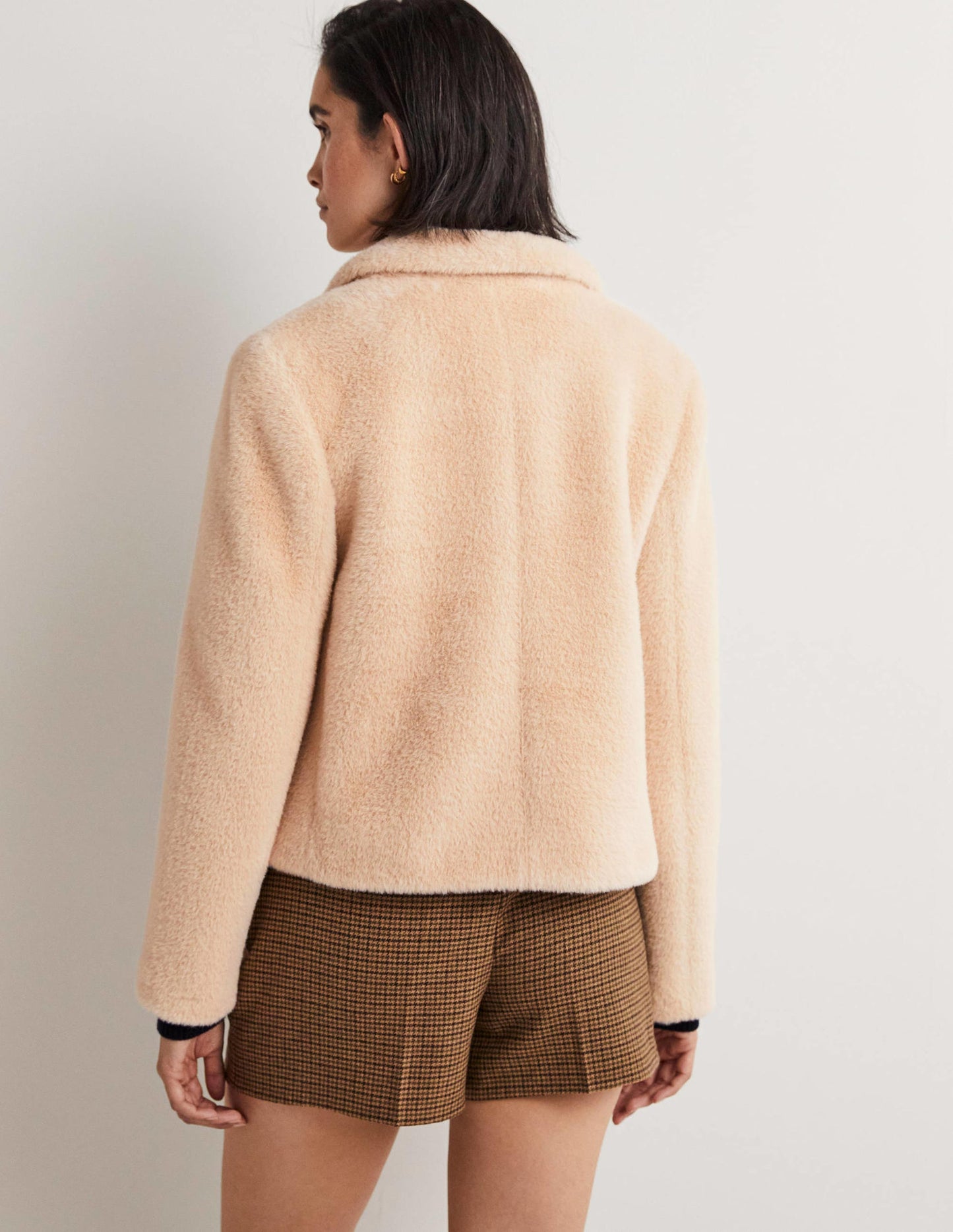 Faux Fur Short Coat-Natural