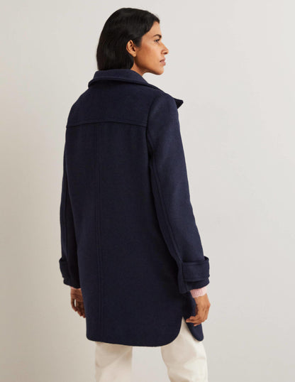 Brushed Wool Coat-Navy