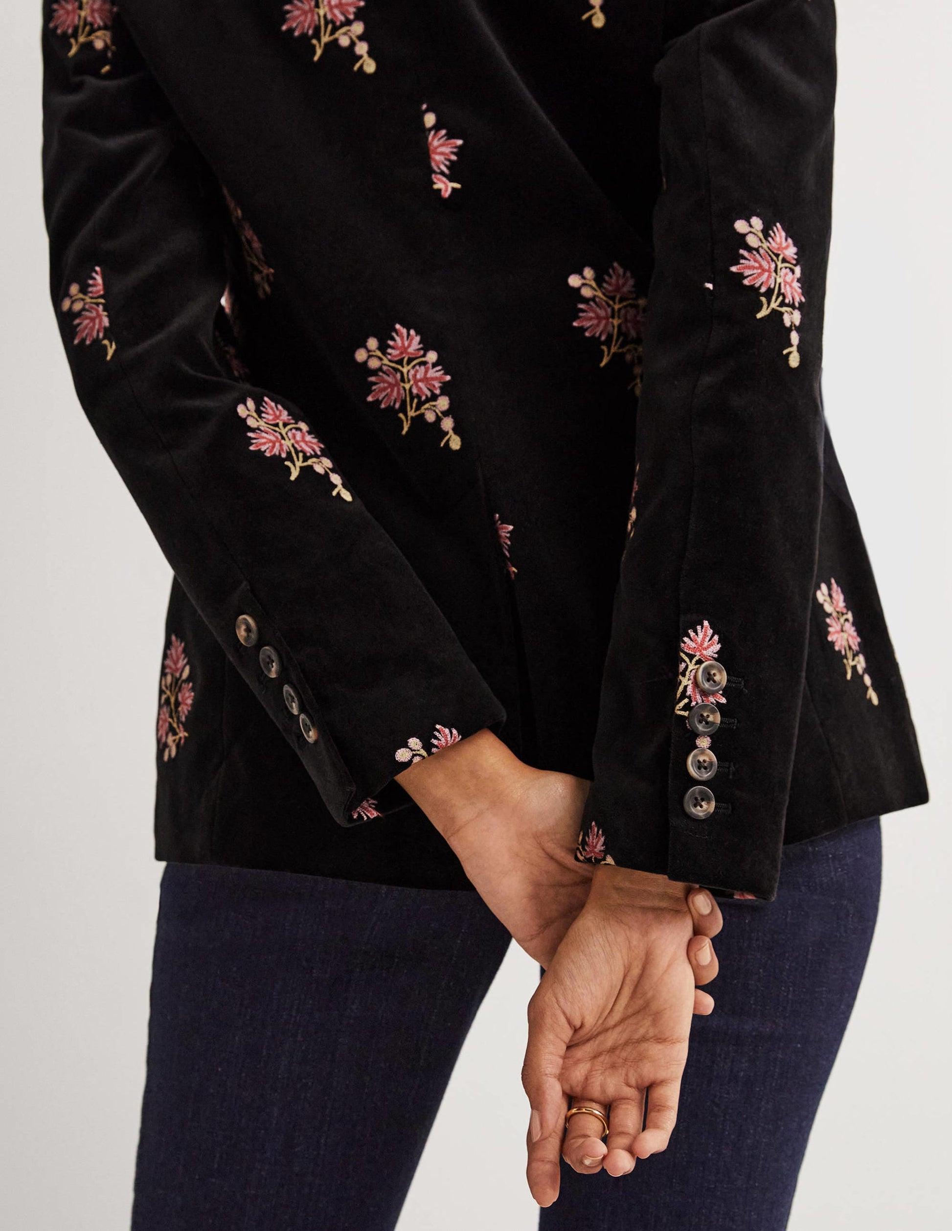 70s Tailored Blazer-Black, Embroidered-2