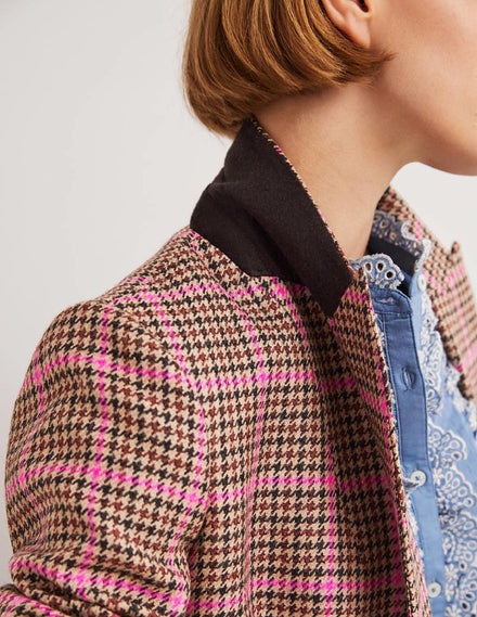 70s Tailored Blazer-Brown and Pink Check