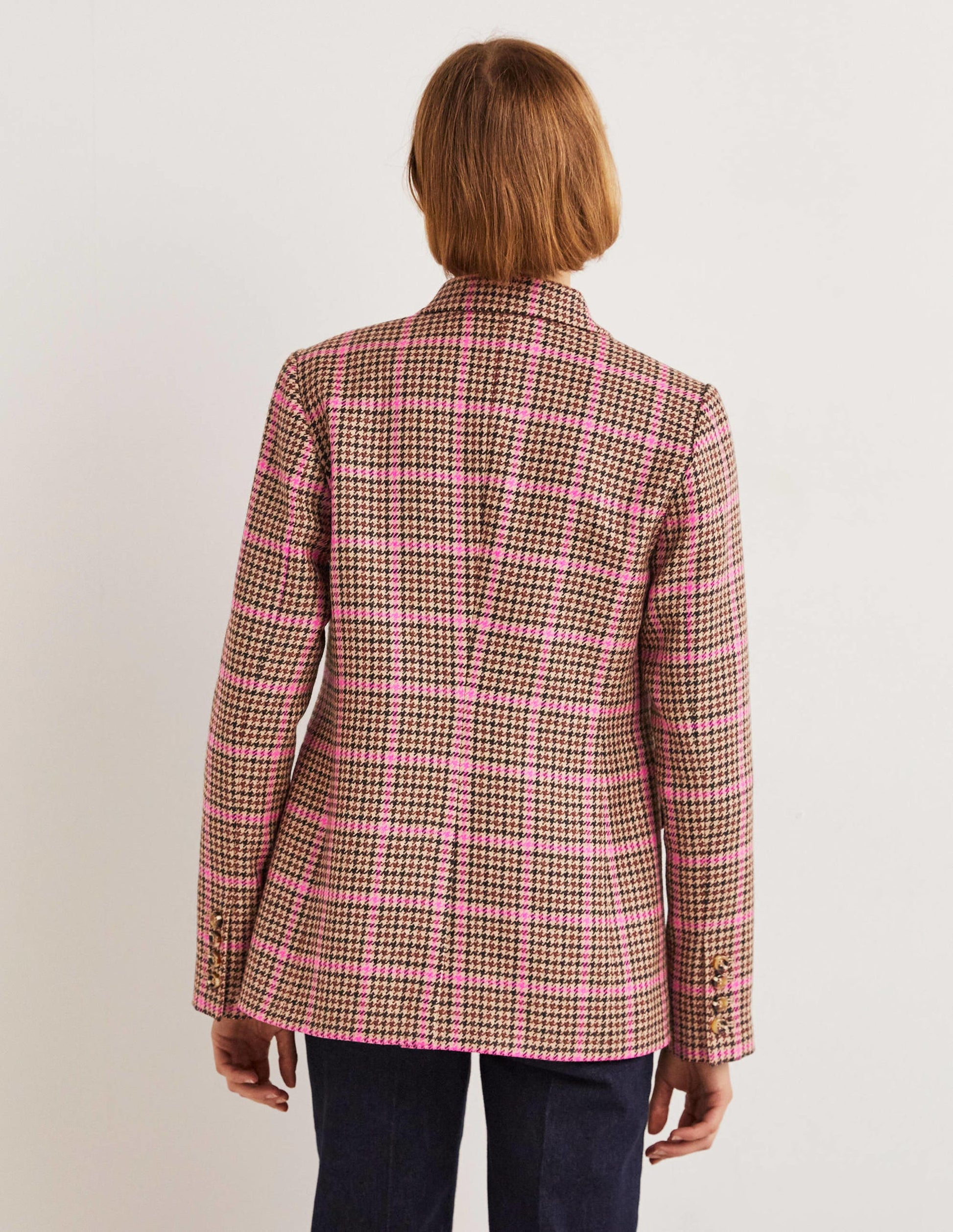 70s Tailored Blazer-Brown and Pink Check-3
