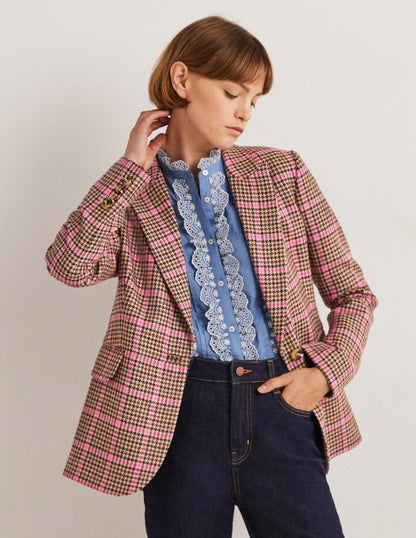 70s Tailored Blazer-Brown and Pink Check-4
