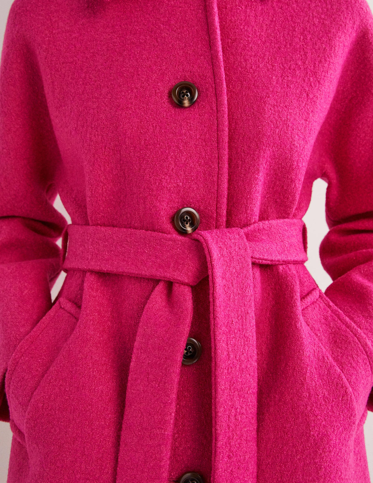 Belted Textured Wool Maxi Coat-Pink - Image 2