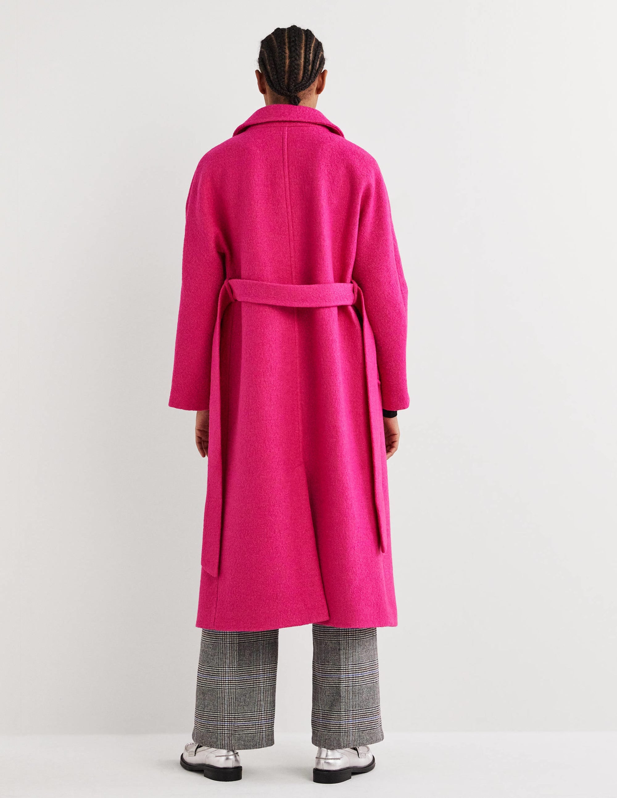 Belted Textured Wool Maxi Coat-Pink - Image 3