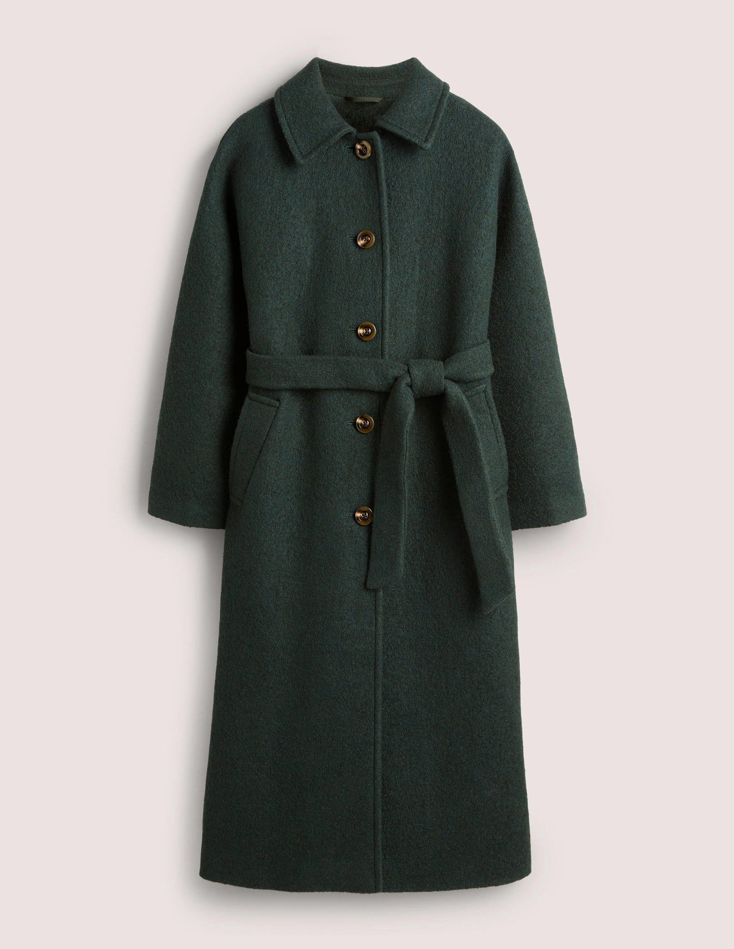 Belted Textured Wool Maxi Coat-Albete