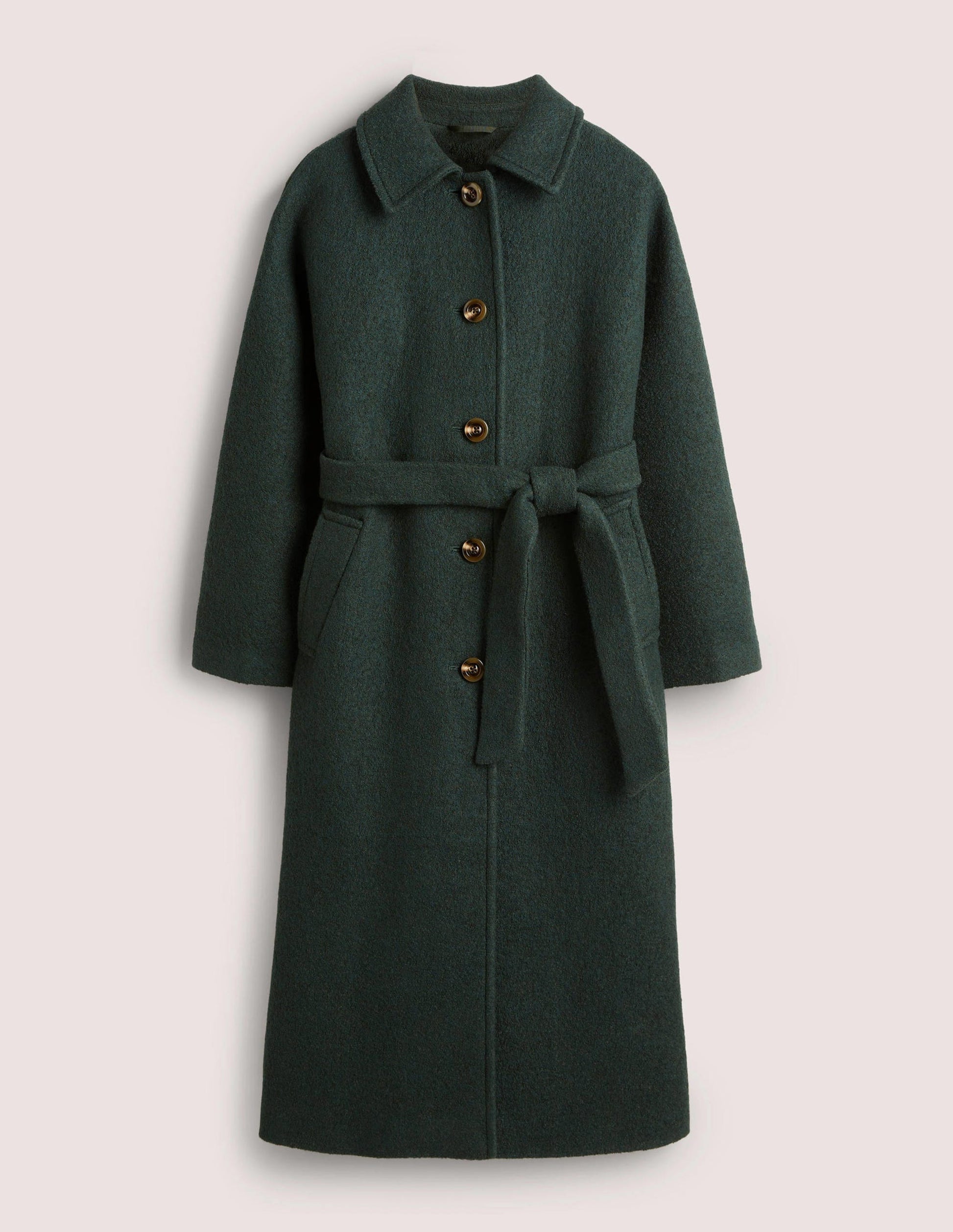 Belted Textured Wool Maxi Coat-Albete-5