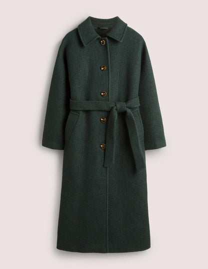 Belted Textured Wool Maxi Coat-Albete-5