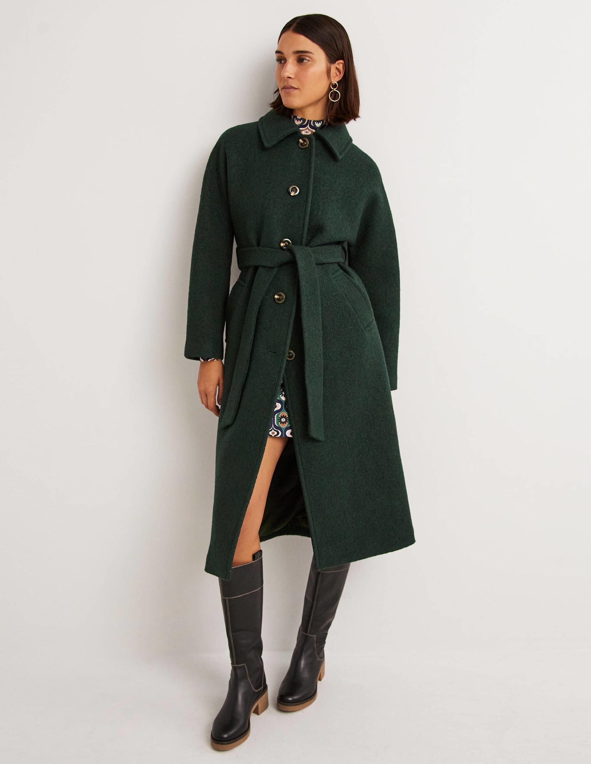Belted Textured Wool Maxi Coat-Albete - Image 1