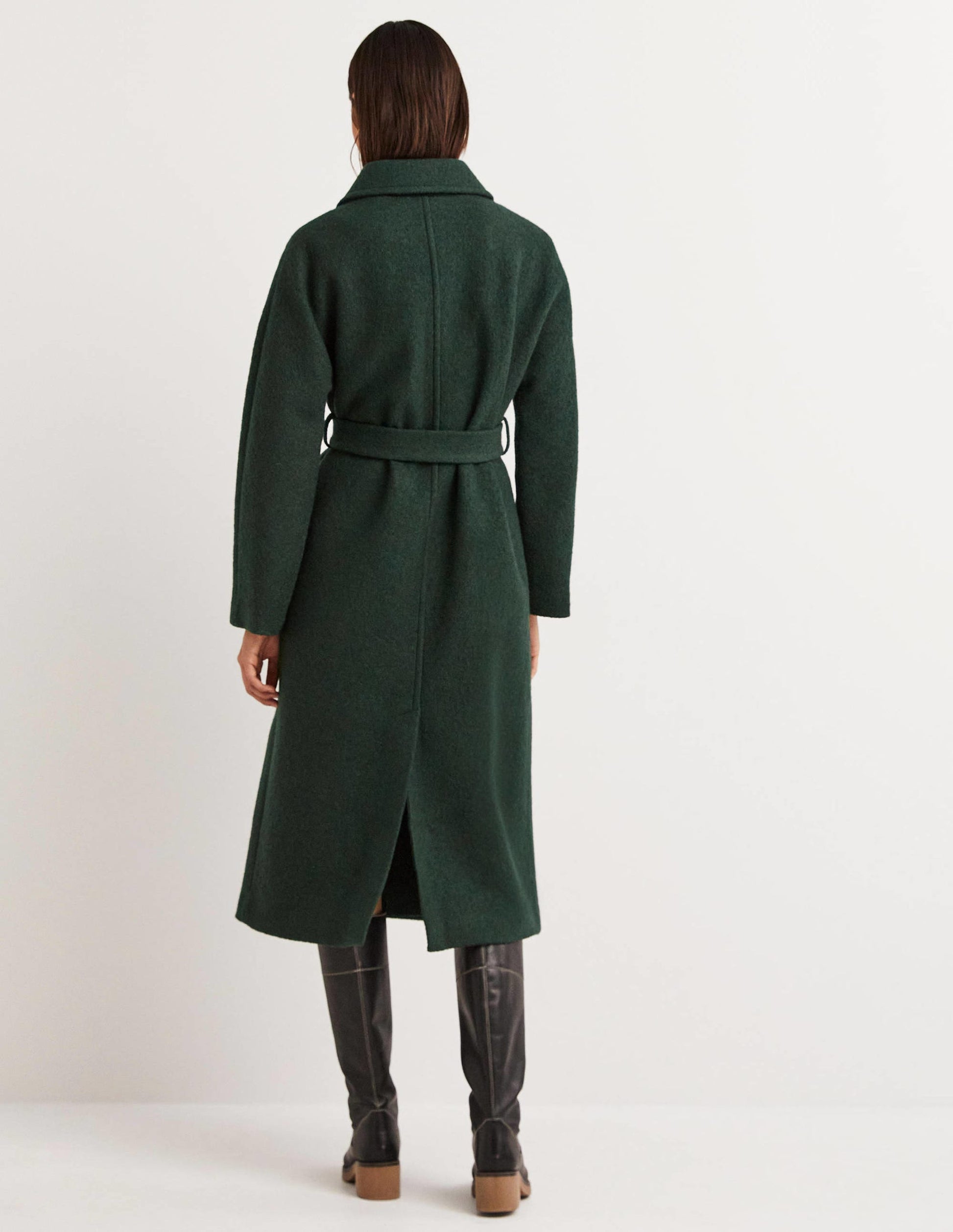 Belted Textured Wool Maxi Coat-Albete-3