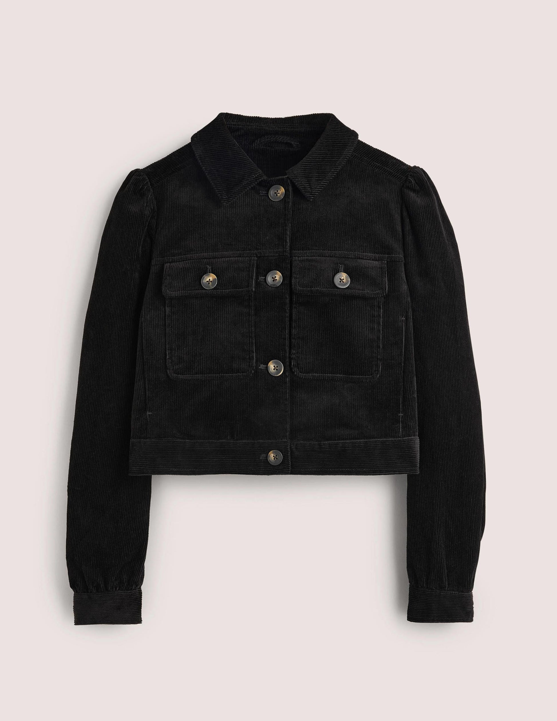 Cropped Cord Jacket-Black-6