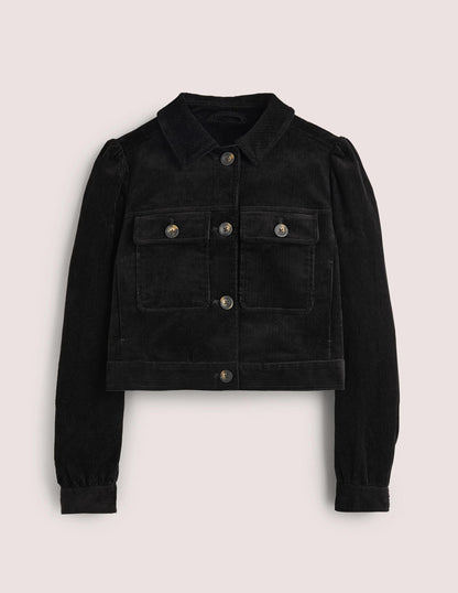 Cropped Cord Jacket-Black-6