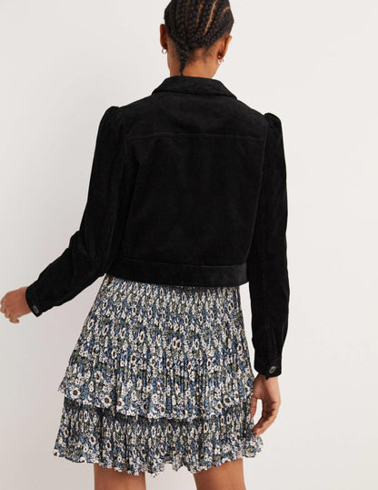 Cropped Cord Jacket-Black-3