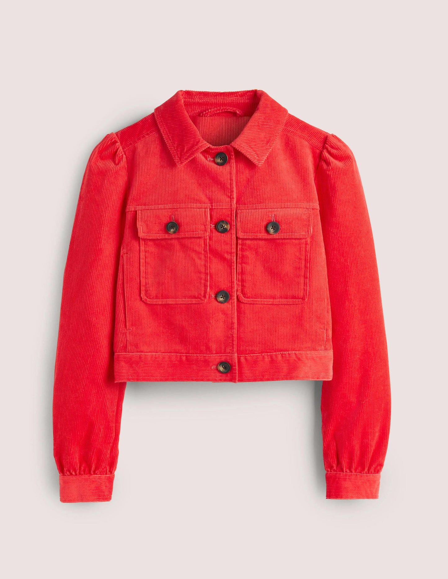 Cropped Cord Jacket-Strawberry Tart Red