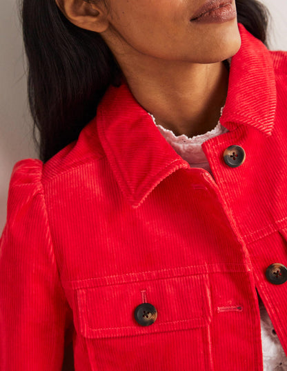 Cropped Cord Jacket-Strawberry Tart Red-2