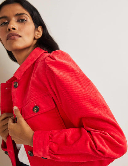 Cropped Cord Jacket-Strawberry Tart Red-4