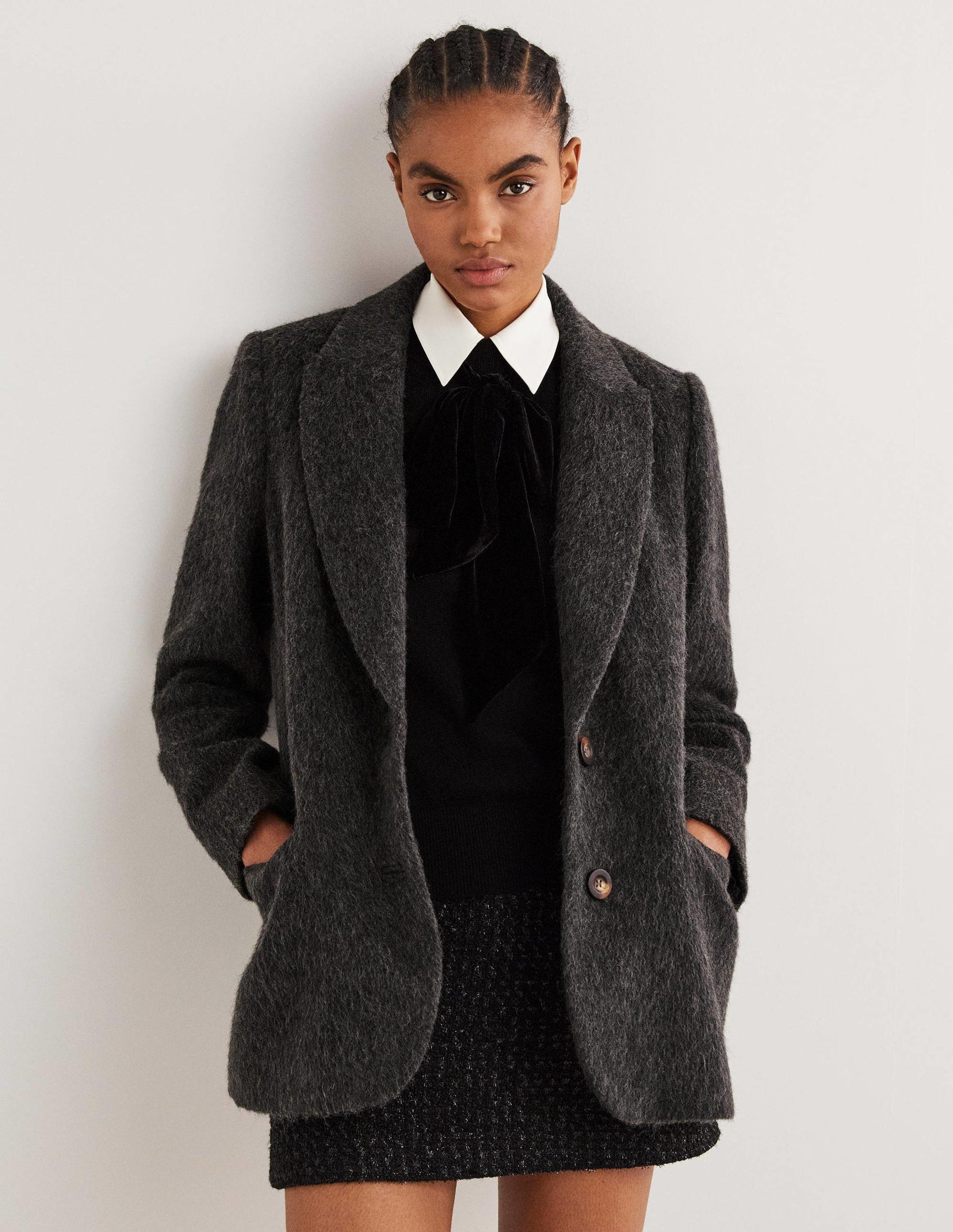 Drawn Wool Blazer-Charcoal-1