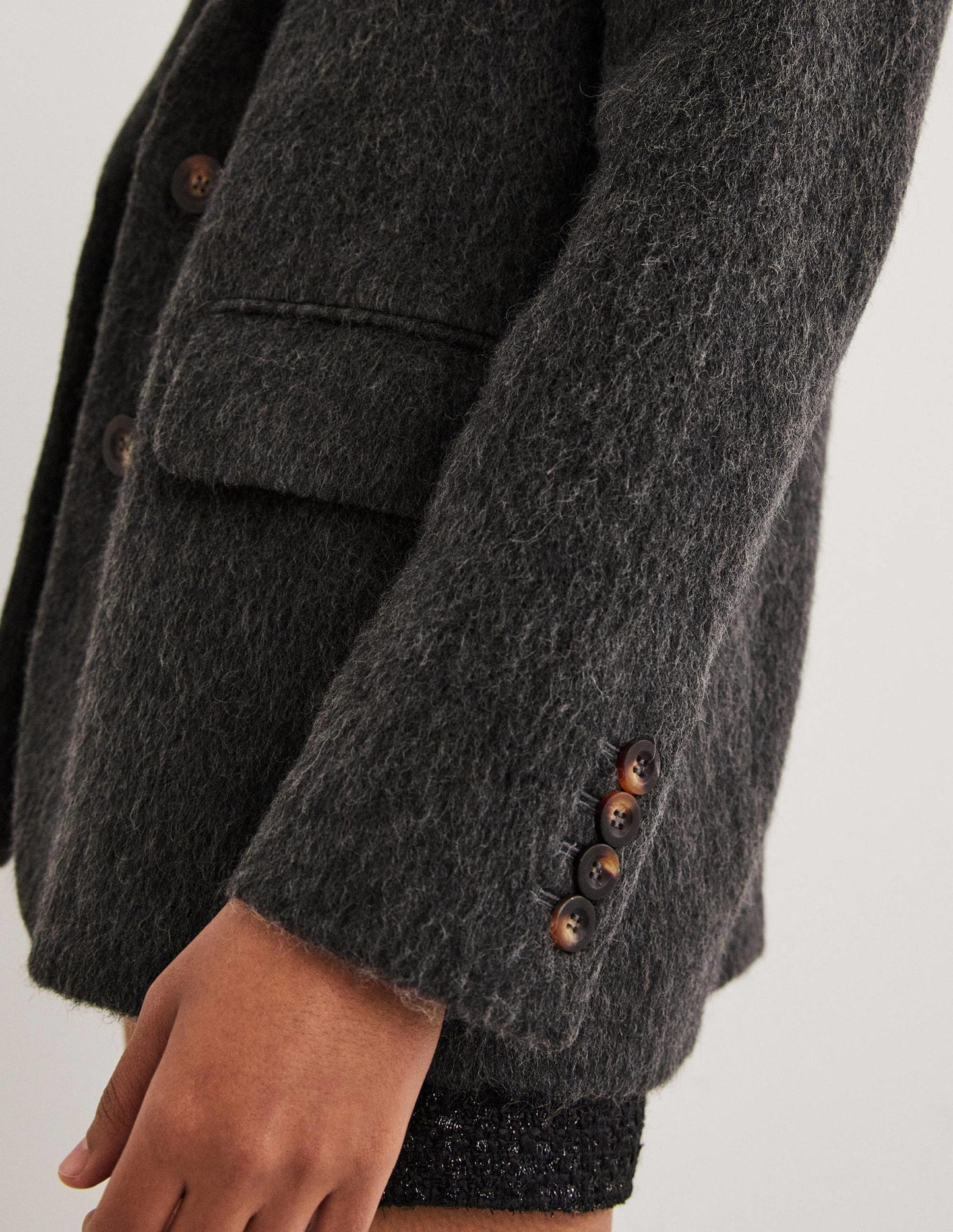 Drawn Wool Blazer-Charcoal