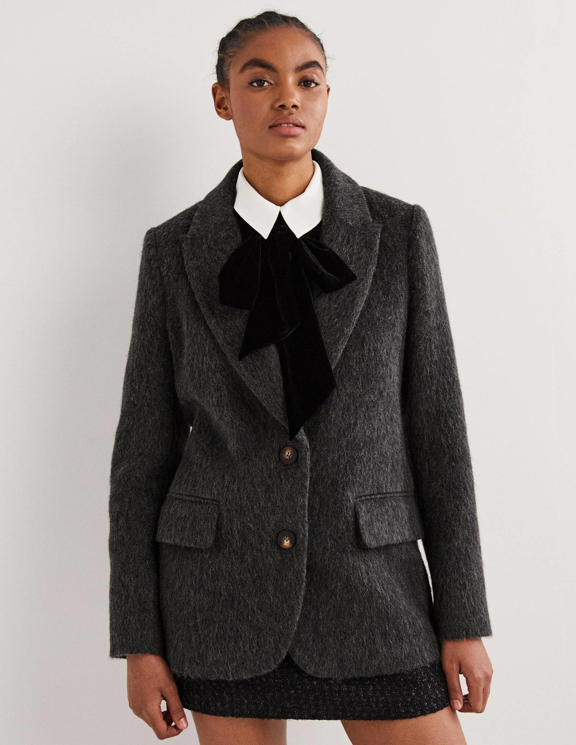 Drawn Wool Blazer-Charcoal-5