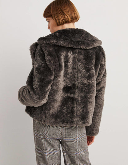 Faux Fur Jacket-Chocolate-3