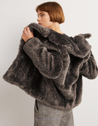 Faux Fur Jacket-Chocolate-6
