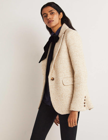 Herringbone Party Blazer-Gold Metallic Herringbone-1